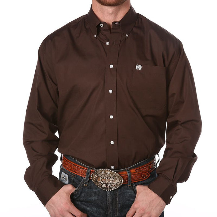 Men's Brown Pinpoint Oxford Long Sleeve Shirt
