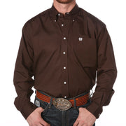 Men's Brown Pinpoint Oxford Long Sleeve Shirt