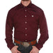Men's Burgundy Pinpoint Oxford Long Sleeve Shirt-3X