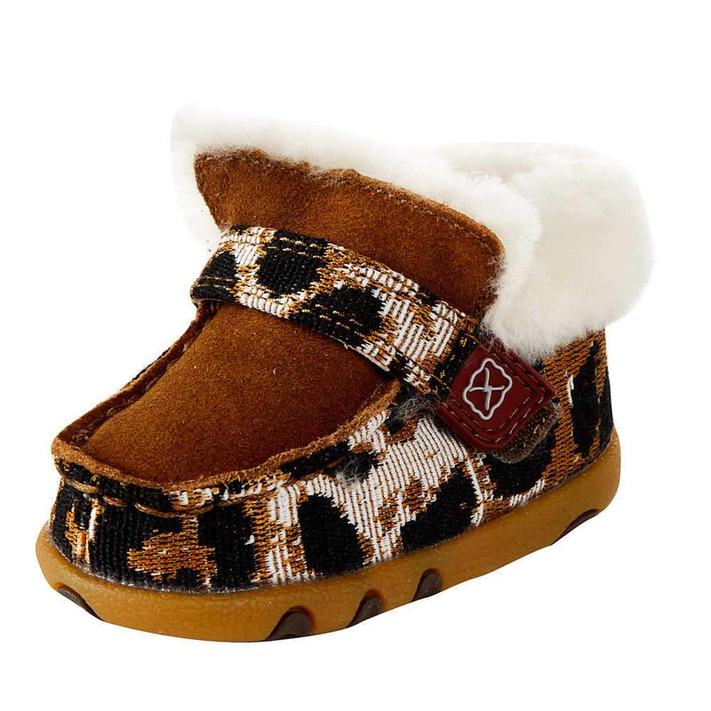 Infant Leopard Print Sherpa Lined Driving Moc