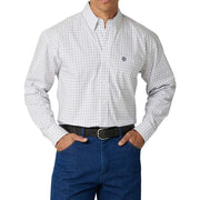 Men's Wrangler George Strait White & Navy Plaid Buttondown Shirt