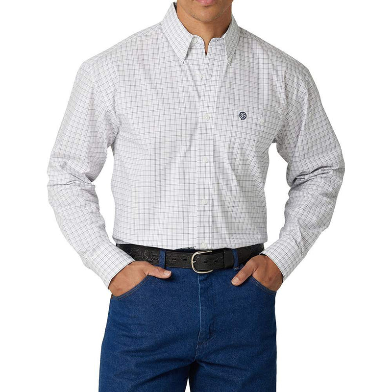 Men's George Strait White & Navy Plaid Buttondown Shirt