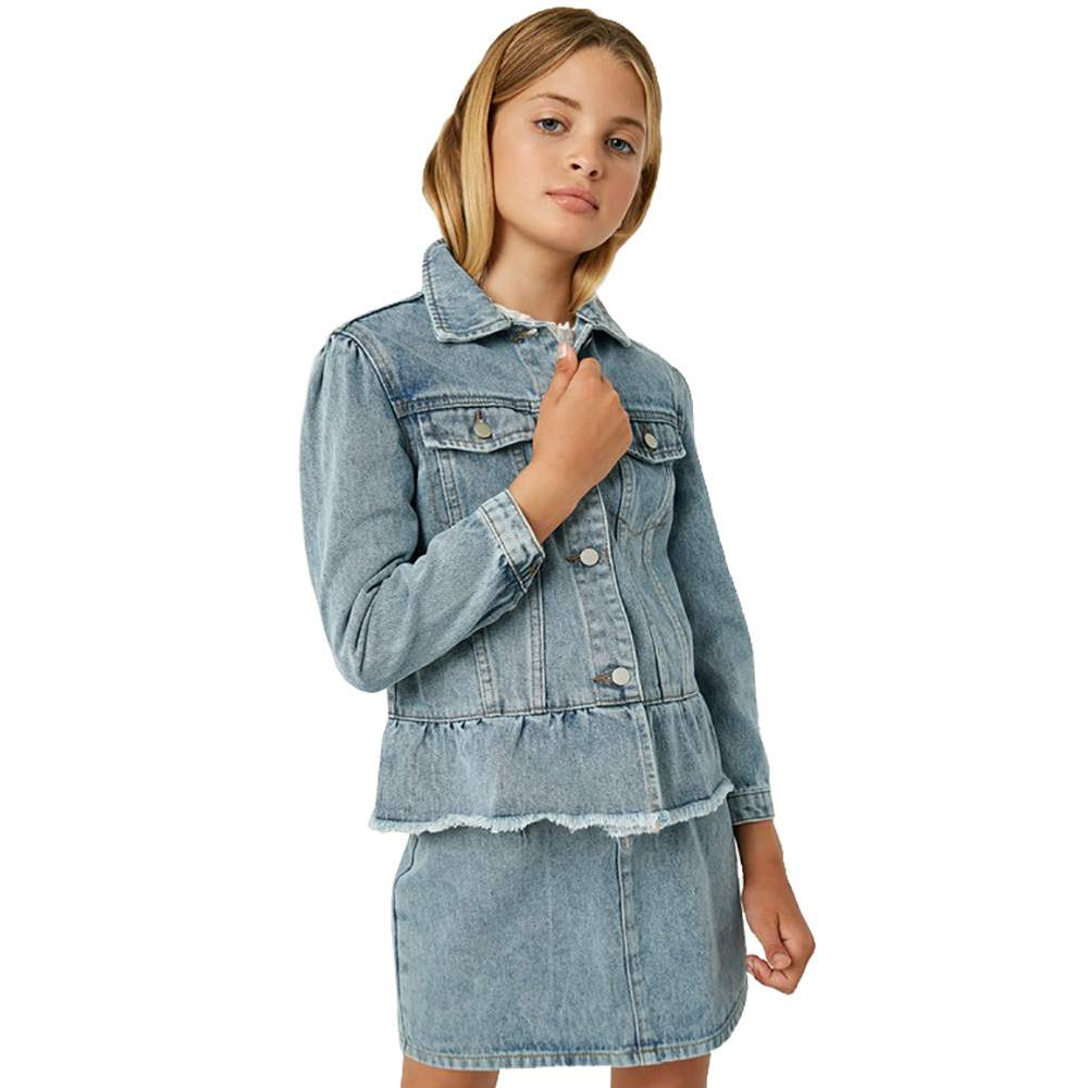 Hayden Girl's Peplum Ruffle Denim Jacket