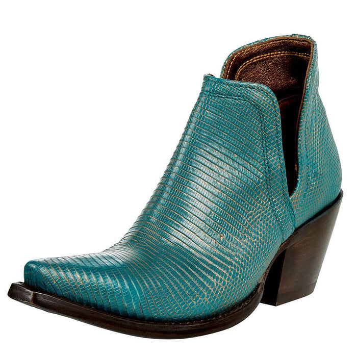 Women's Turquoise Metallic Lizard Dixon Western Boot