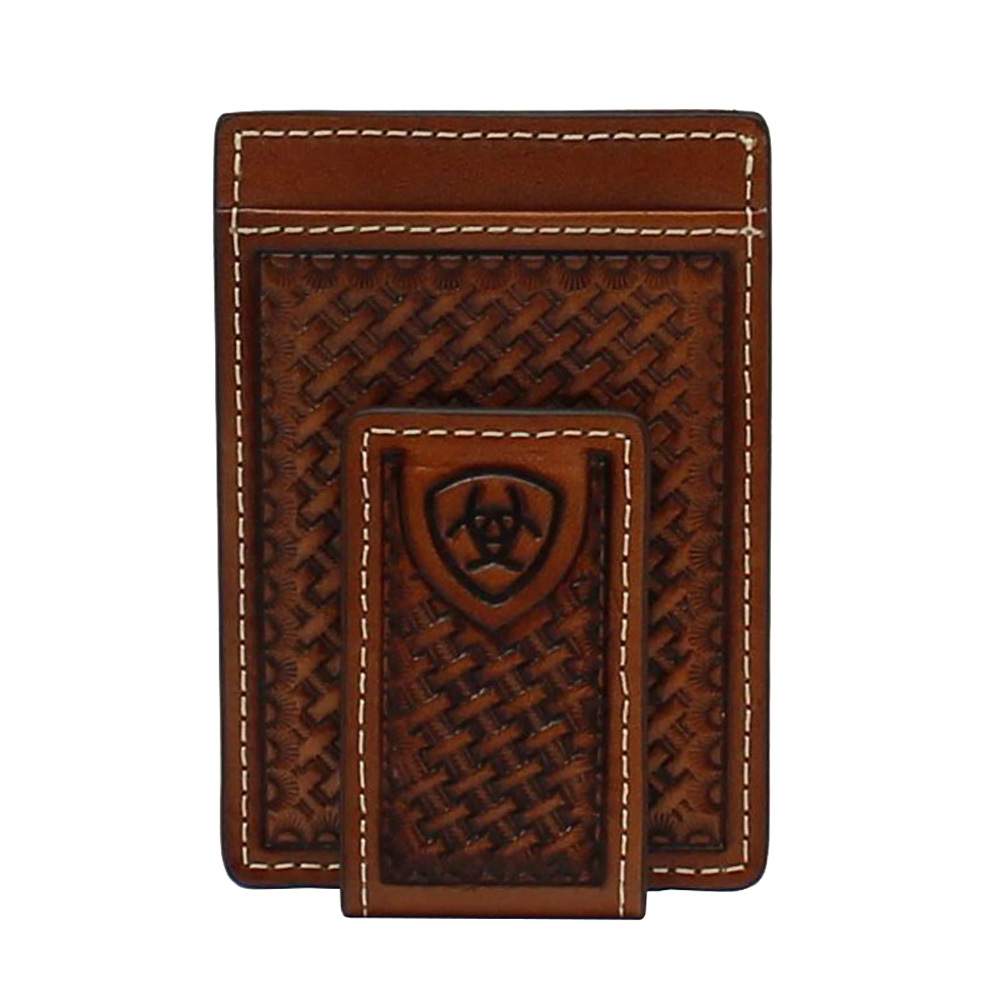 West Star Men's Genuine Leather Cowboy Wallet - Bifold With Basketweave Design