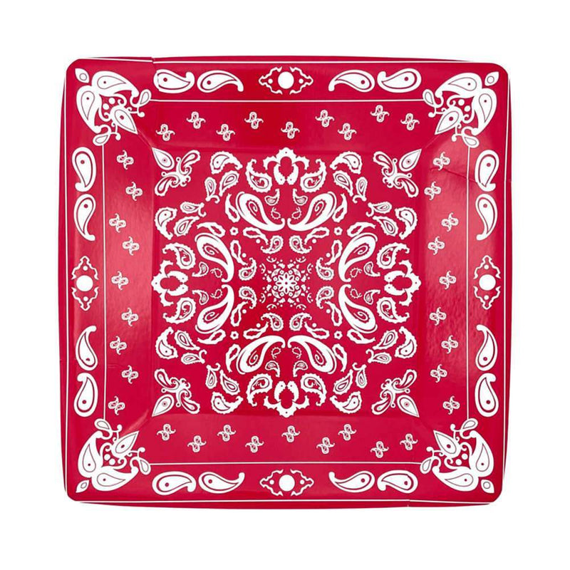 Party West Paper Goods Red Bandana Dinner Plate