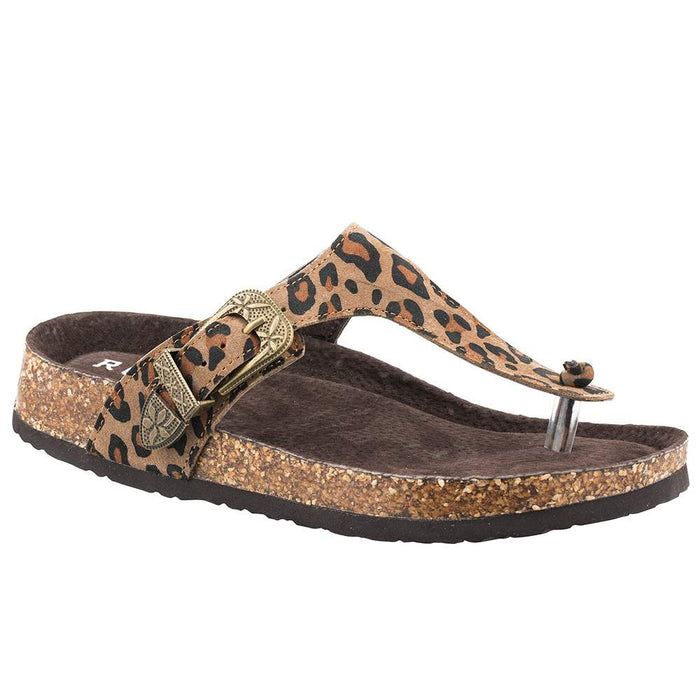 Women's Leopard Hair On Hide Leather Thong Sandal