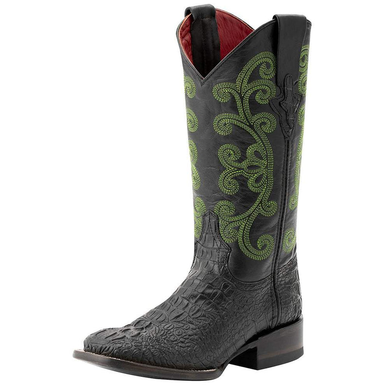 Women's Black Caiman Print Cowgirl Boots