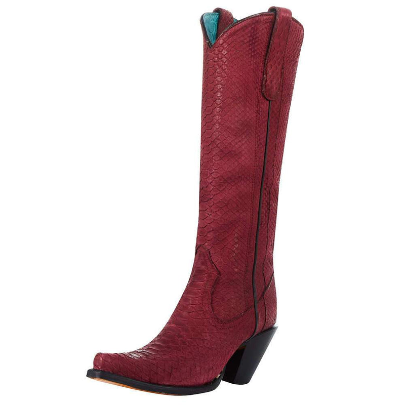 Women`s Red Python 15in. Top Boot