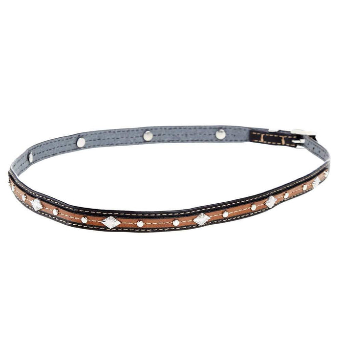 Black and Brown Hat Band with Diamond Conchos