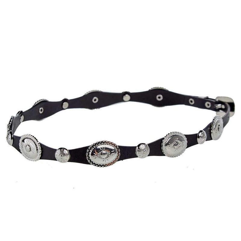 Rodeo King Black Scalloped Hat Band with Silver Conchos