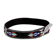 Black Woven Hat Band with Silver Feather Concho