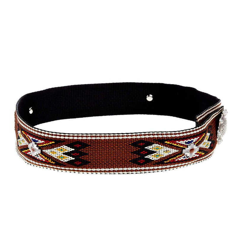 Rodeo King Brown Woven Hat Band with Silver Concho Closure