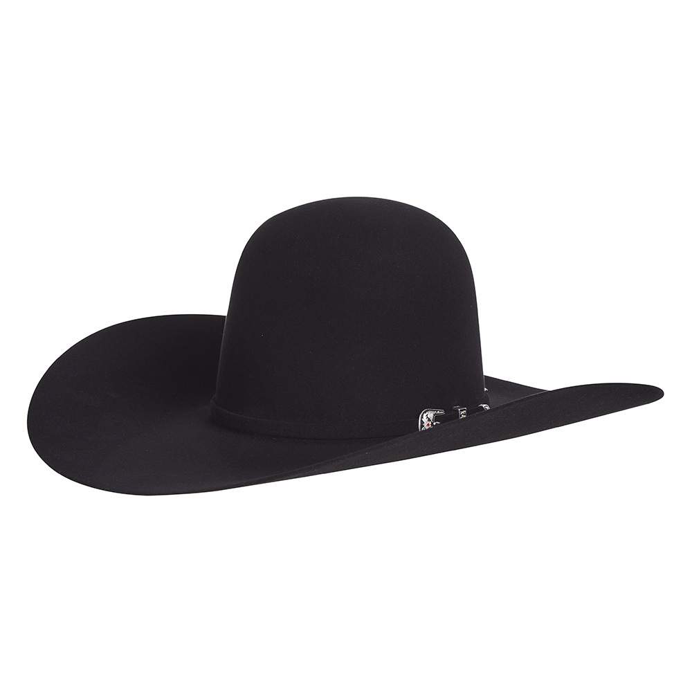 American Hats 20X Black Self Band Open Crown 5in. Brim Felt Cowboy Hat