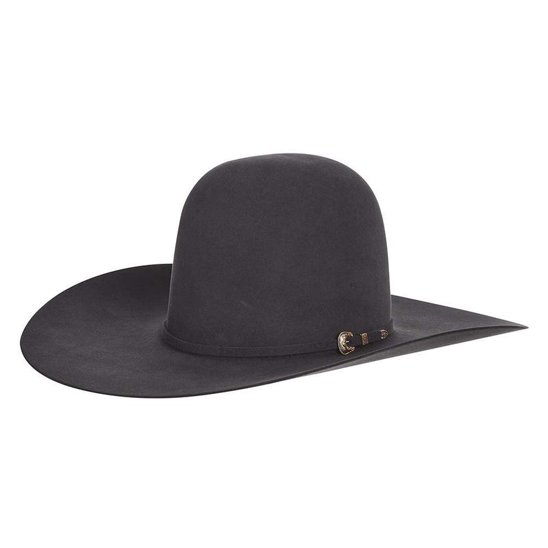 60X Charcoal Open Crown 4 1/2" Brim Self Band Felt Cowboy Hat