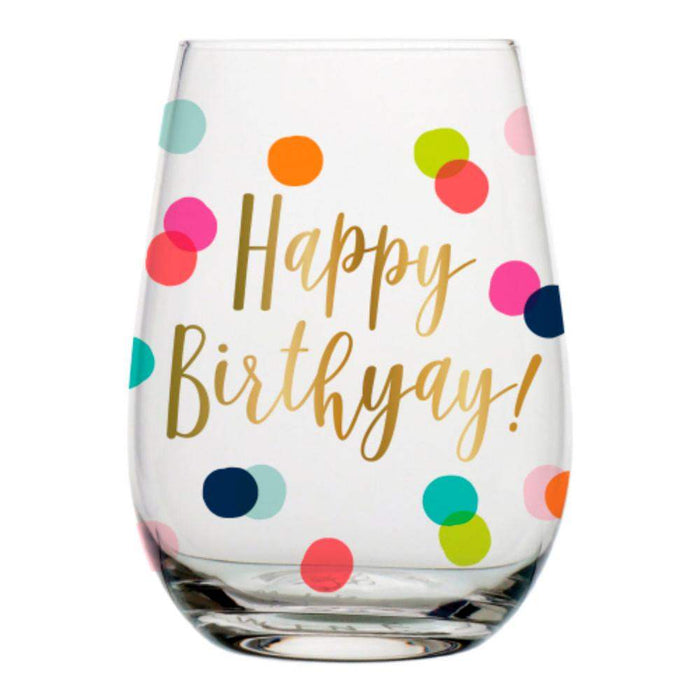 Slant Collections Happy Birthday Glass