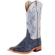 Men`s Blue Safari Elephant 13in Pebble Kidskin Top Square Toe Boot
