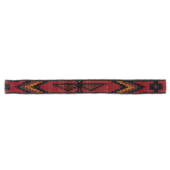 7/8" Beaded Stretch Eagle Black and Red Hat Band
