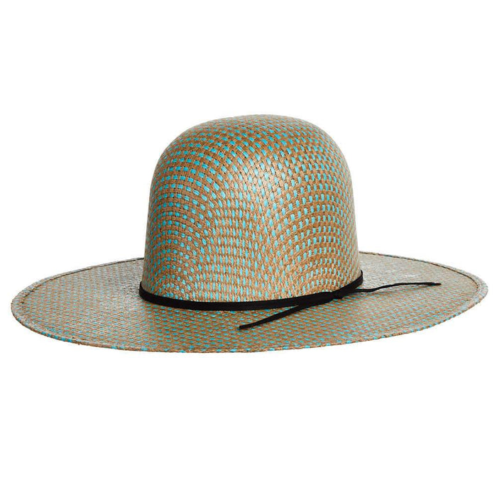 Turquoise Jute Open Crown 4-1/2" Brim Straw Cowboy Hat