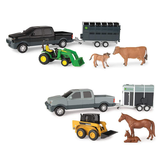 John Deere Assorted Pickup and Livestock Trailer Set