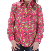 Cruel Girl Girl Little Girl's Pink Paisley Long Sleeve Snap Shirt