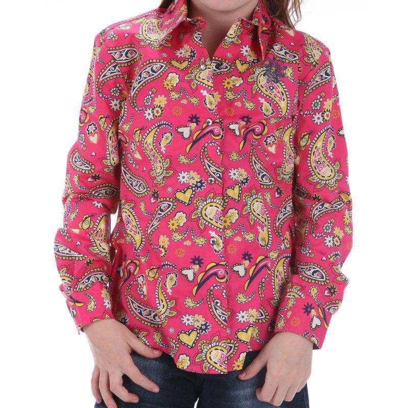 Cruel Girl Girl Little Girl's Pink Paisley Long Sleeve Snap Shirt