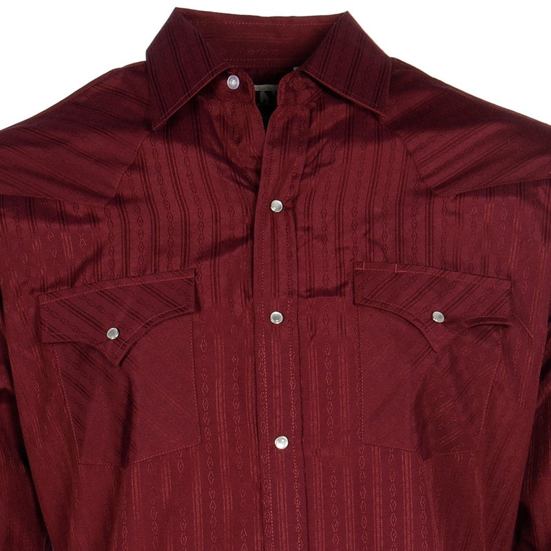 Ely Cattleman Long Sleeve Maroon Solid shirt