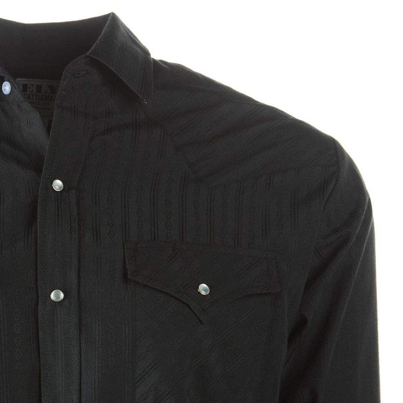 Ely Cattleman Long Sleeve Mens Tone on Tone Black