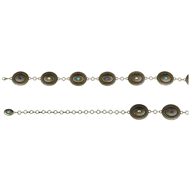 Women's Catchfly Bronze Jeweled Concho Chain Belt
