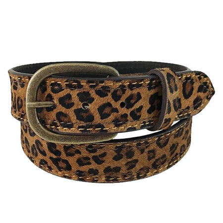 Gem Dandy Accessories Women's Leopard Hair On Hide Leather Belt