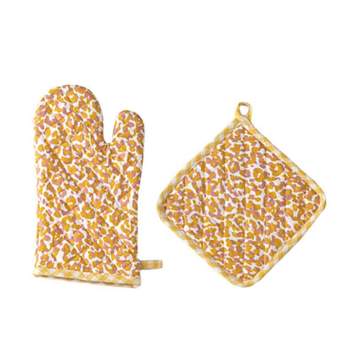 Nora Leopard Print Pot Holder and Oven Mitt Set