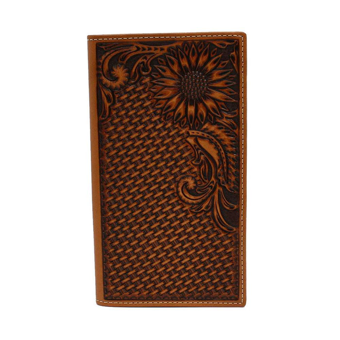 Nocona Basketweave and Sunflower Tooled Rodeo Wallet