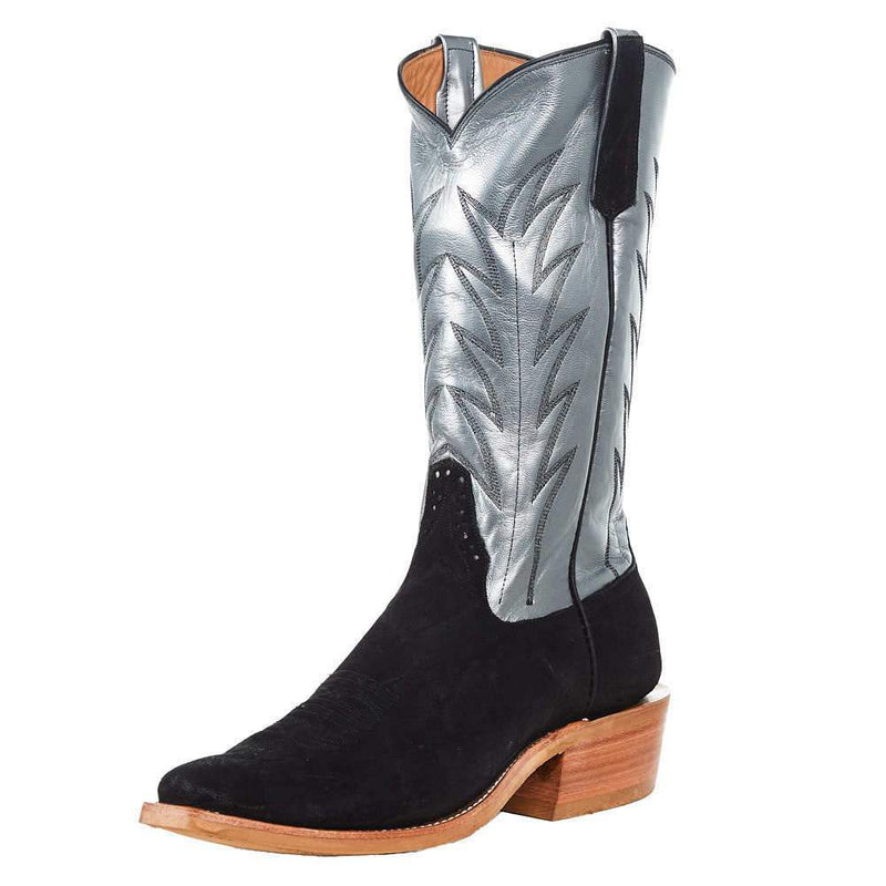 Rios Of Mercedes Men`s Black Buffed Elephant 13in. Gun Metal Kidskin Top KS Toe Boot