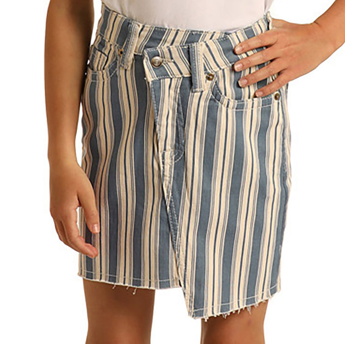 Girl's Denim Striped Denim Skirt
