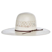 Fancy Vent Ivory 4 1/4" Brim Chocolate Cord Straw Hat