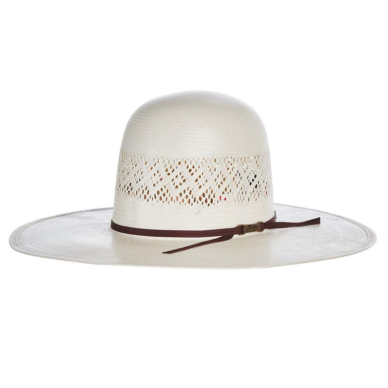 Fancy Vent Ivory 4 1/4" Brim Chocolate Cord Straw Hat