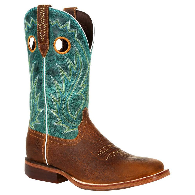 Men`s Golden Brown 12` Turquoise Top Cowboy Boot