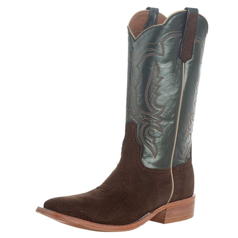 Men`s Cafe Carpincho 13` Green Luster Top Square Toe Boot