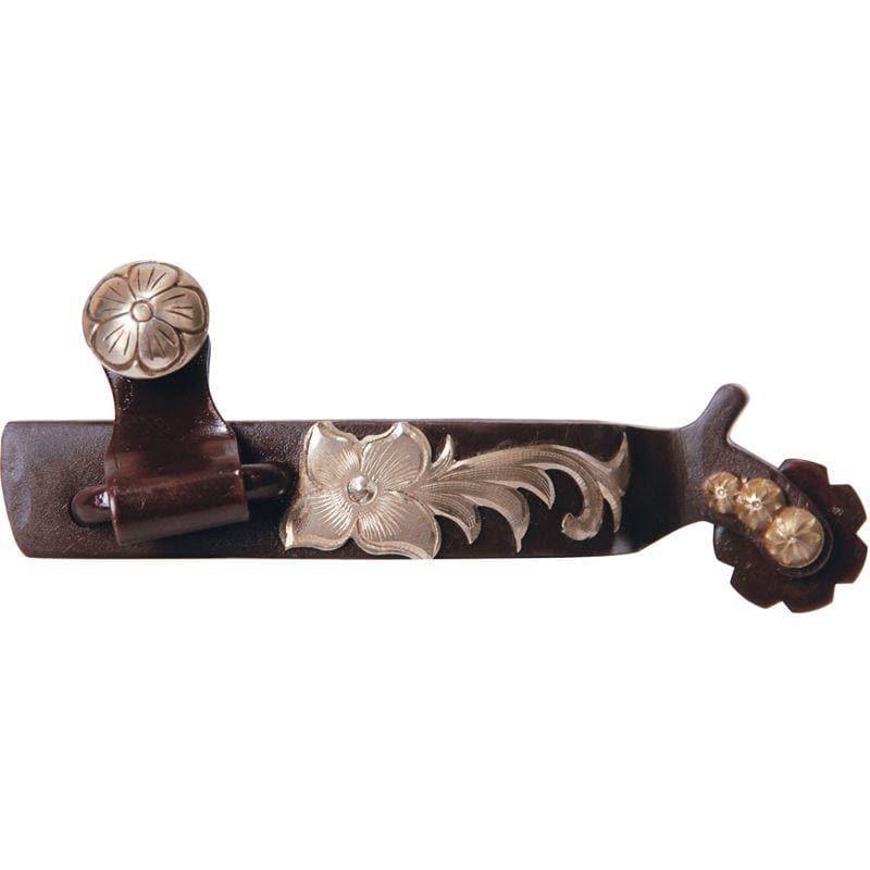 Youth Antique Spur With Floral Trim - One Pair