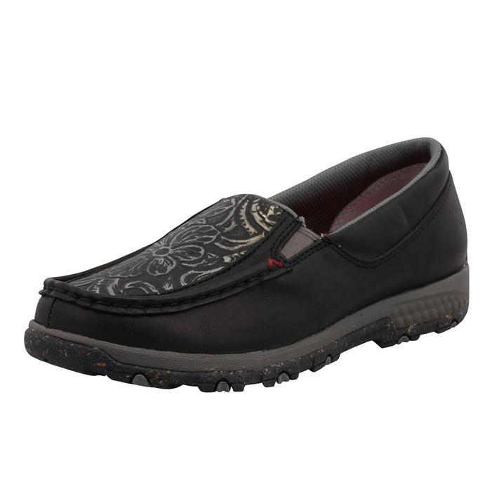 Women`s Cell Stretch Black Slip On Driving Moc