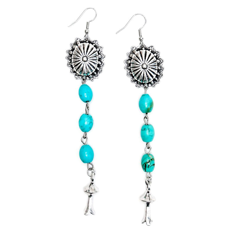 & 3 Tier Turquoise Stones with Silver Concho Post