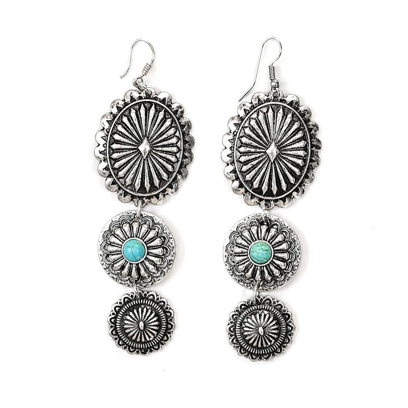 Silver Turquoise Concho Earrings
