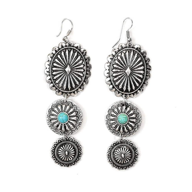 West And Company Silver Turquoise Concho Earrings