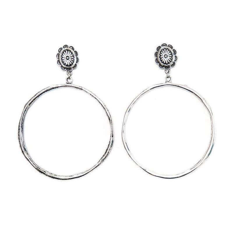 West And Company Large Burnished Silver Hoop Earring