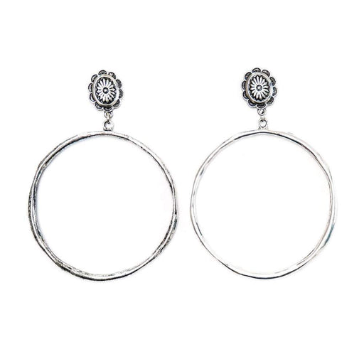 West And Company Large Burnished Silver Hoop Earring