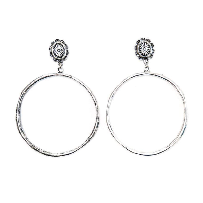 West And Company Large Burnished Silver Hoop Earring