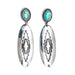 West And Company J Oval Aztec Stamped Earrings with Turquoise Stone
