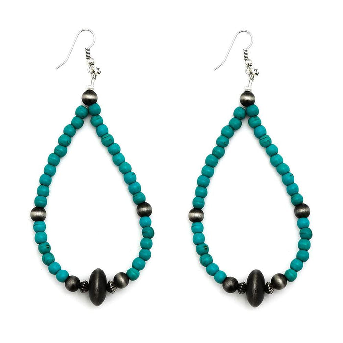 Faux Turquoise and Navajo Pearl Teardrop Earrings