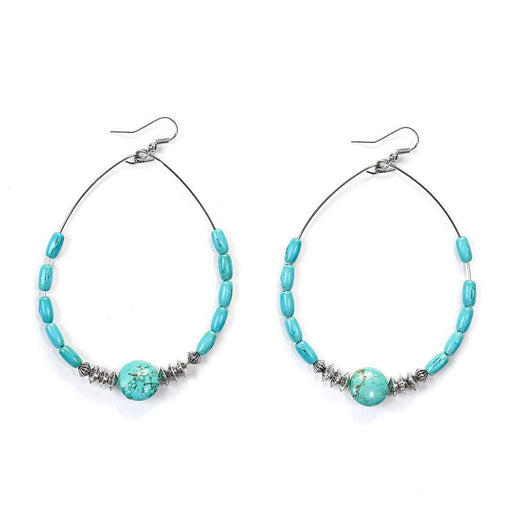 West And Company Turquoise and Silver Disc Beaded Earrings