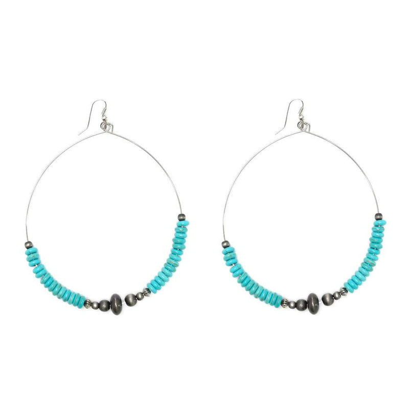 Turquoise Faux Navajo Pearl Hoop Earring